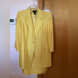 Ladies Finity Long Coat & Sheath Dress Set - Lemon Yellow - 8P